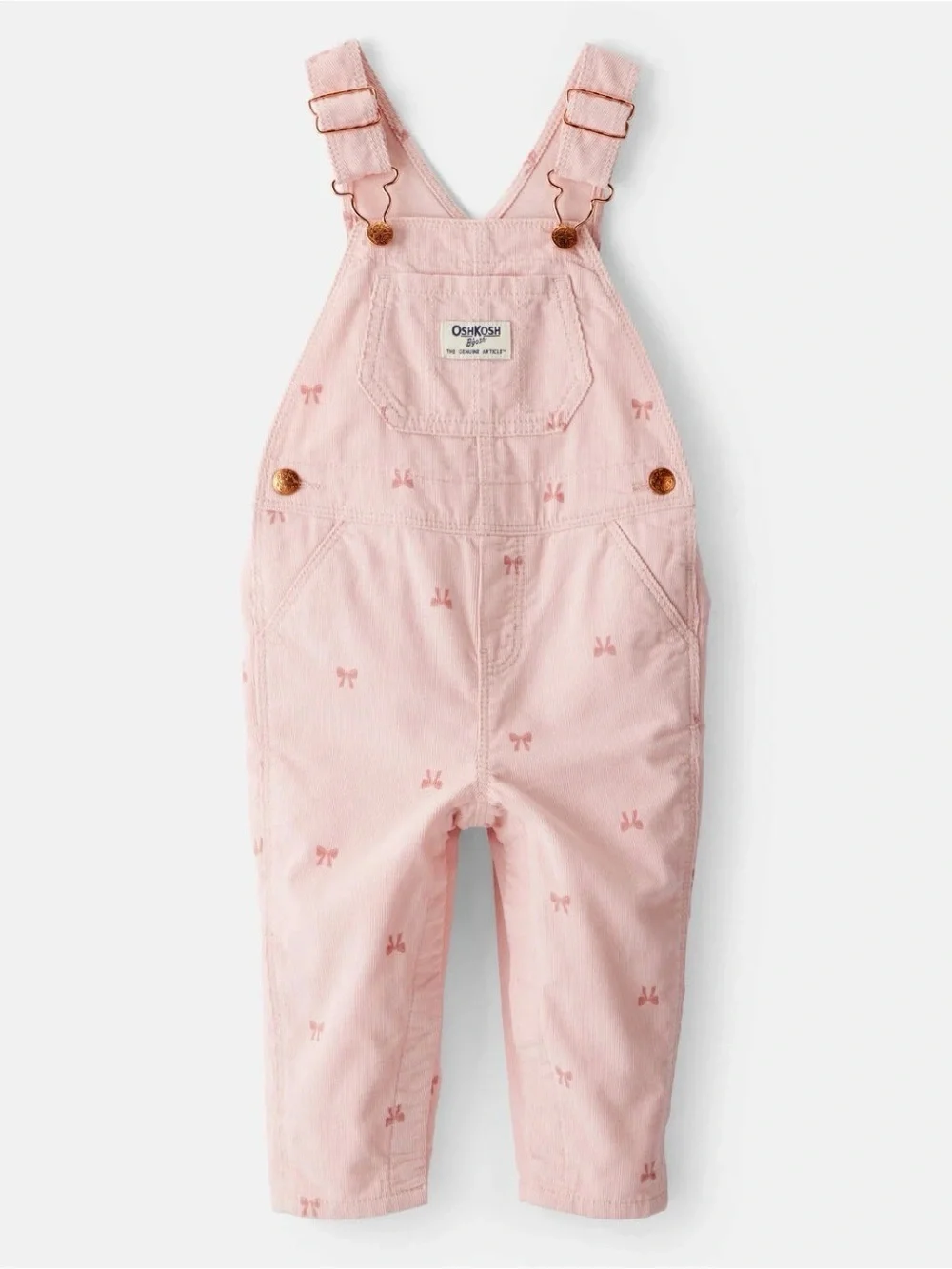 OSHKOSH Baby Girl Bow Print Corduroy Overalls Pink size 12M